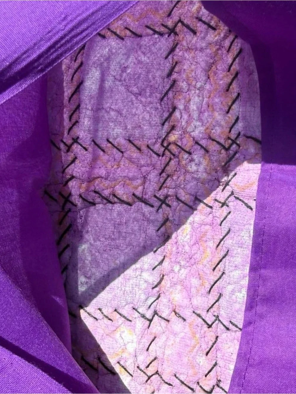 Handcrafted Purple Patchwork Square throw pillow covers boho maximalism beadwork